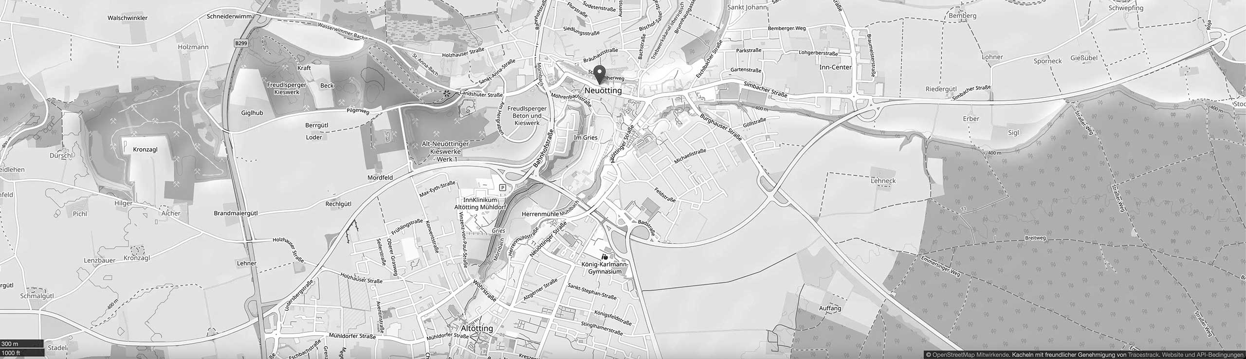 Landkarte mit Stecknadel auf dem Standort von Joelu